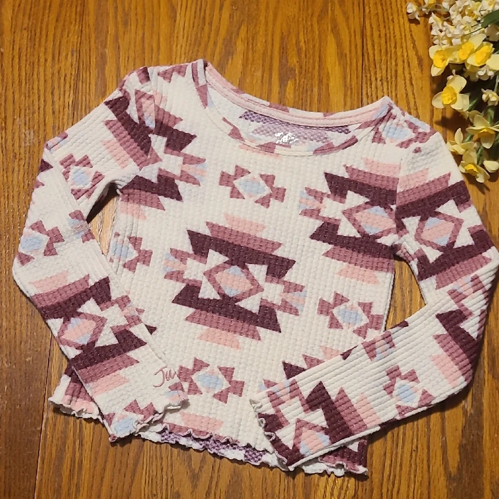 Justice Geometric Patterned Long Sleeve Knit Top - Girl's 7